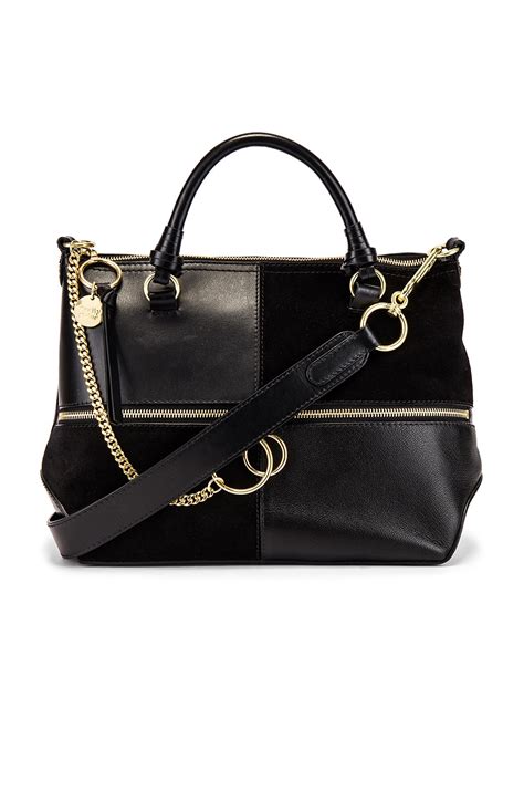 See By Chloe Emy Small Suede & Leather Satchel in Black